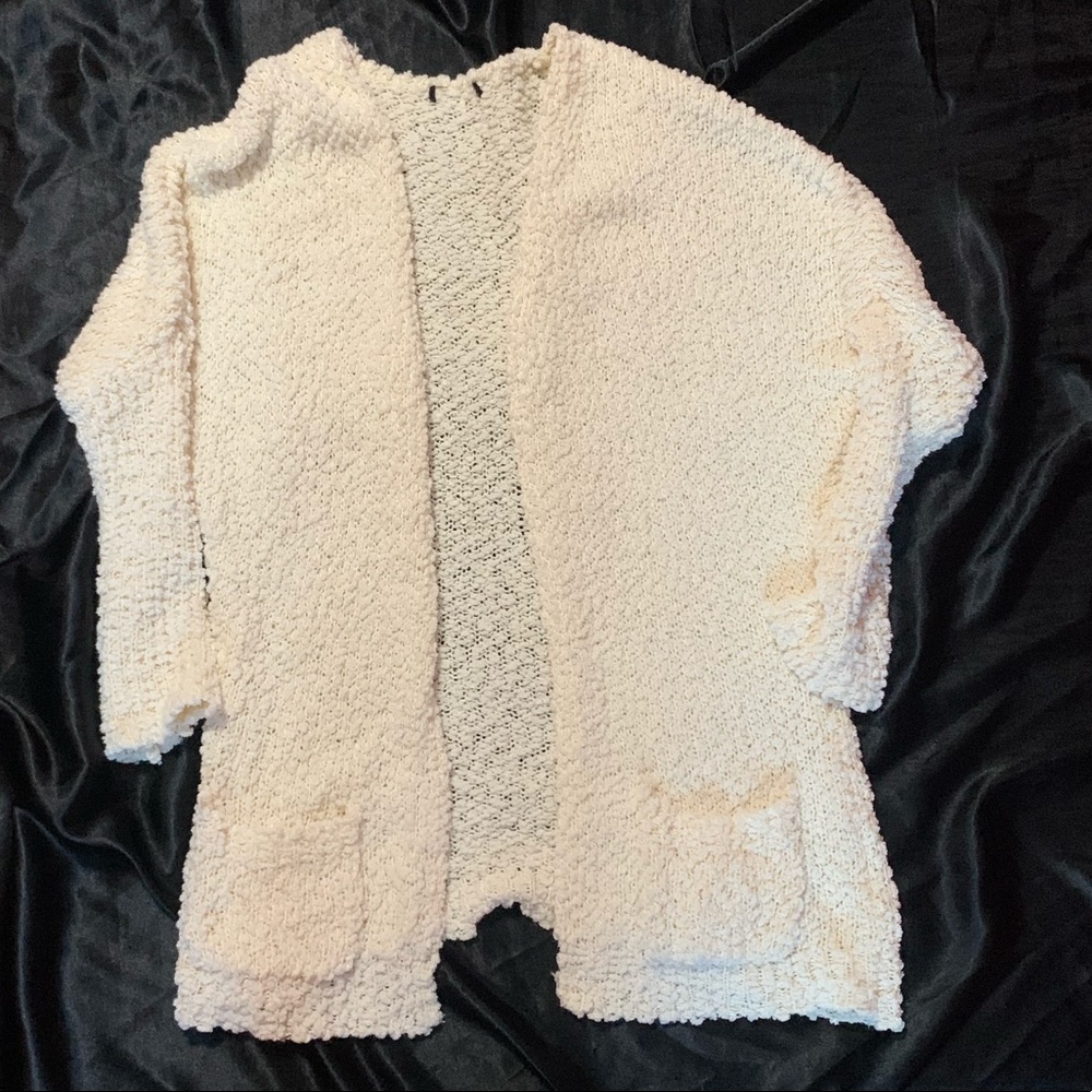 White Popcorn Knit Cardigan